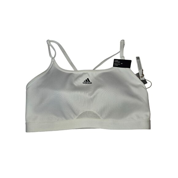 Adidas Aeroreact LS P Women's White Sport Bra White Women 40AC Light Support - Picture 1 of 11
